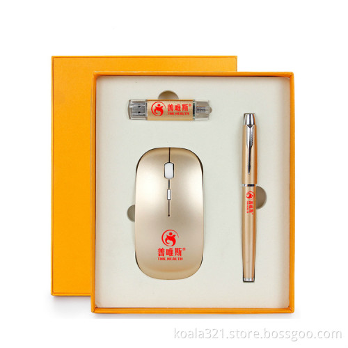 Unique Gift Ideas China Factory Pen Gift Set with mouse usb flash drive,3 in 1 business gift set promotional gift set